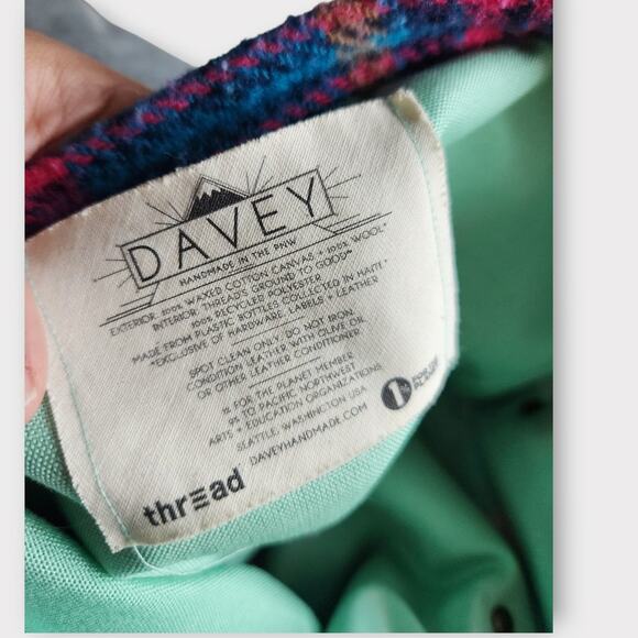 Bri Davey Seward Park Handmade Wool Plaid Backpack Canvas Leather main image 6